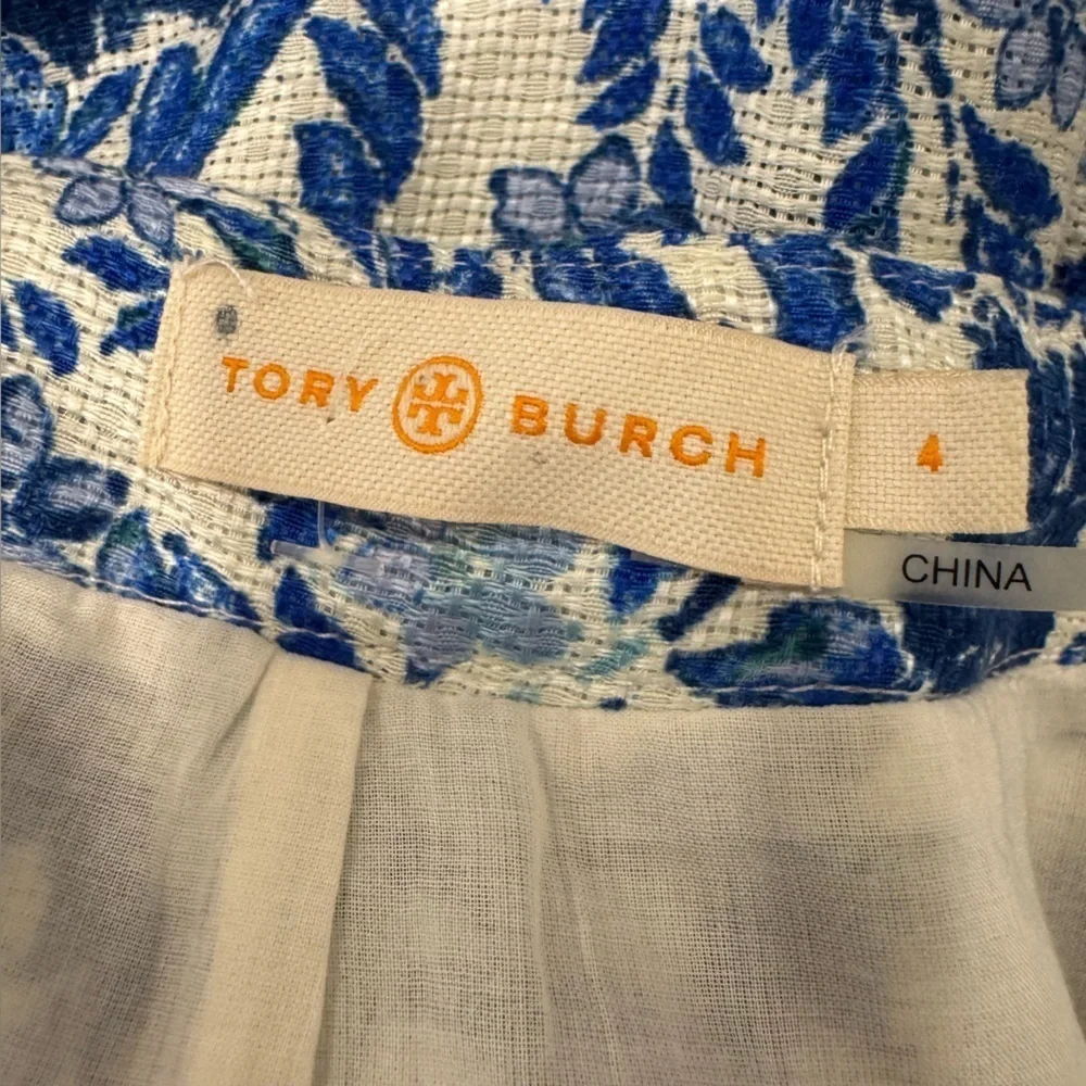 Tory Burch Kyra Floral Pleated Skirt Linen Silk Blend Office 4